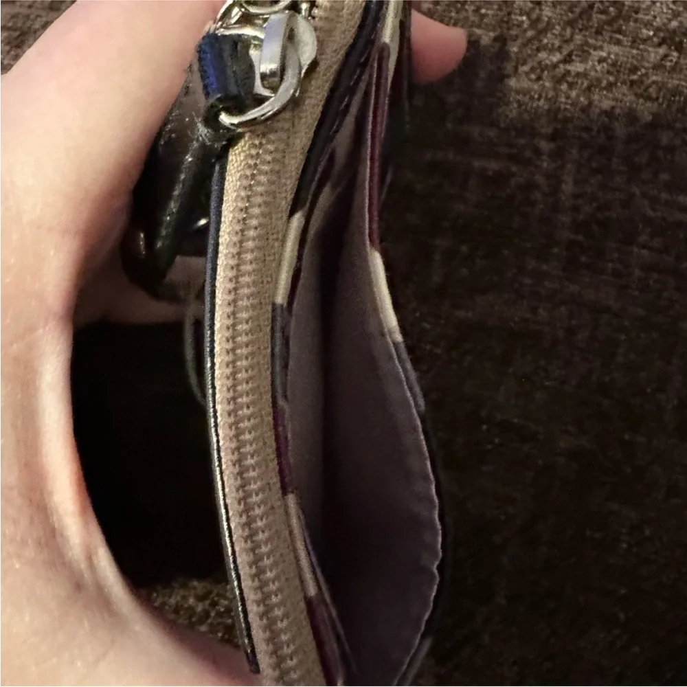 Coach Signature Logo Leather Fabric Coin Purse‎ NWOT
